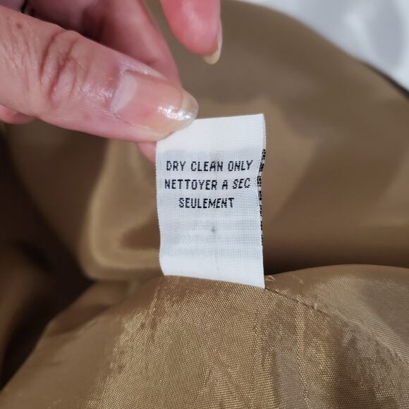 Talbots Vtg 100% Silk Leaf Tie Waist Strapless Dress Womens Size 10 Gold Beige - Picture 12 of 13